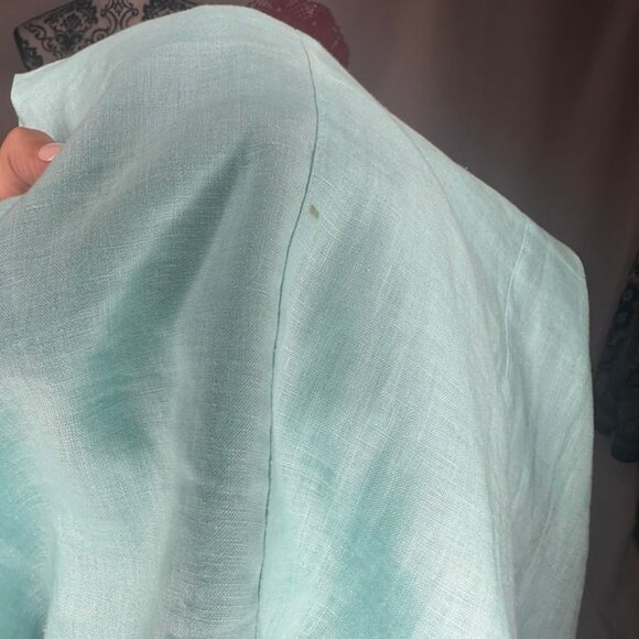 Ann Taylor Ocean Blue 100% Linen Bedded Halter Dress Size 14 - Picture 8 of 10